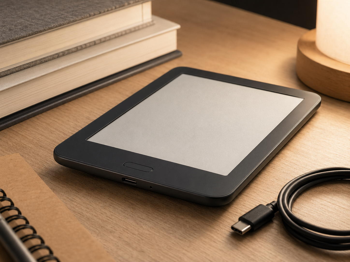 전자책 리더기 구매 전 확인할 충전 단자와 화면 예시